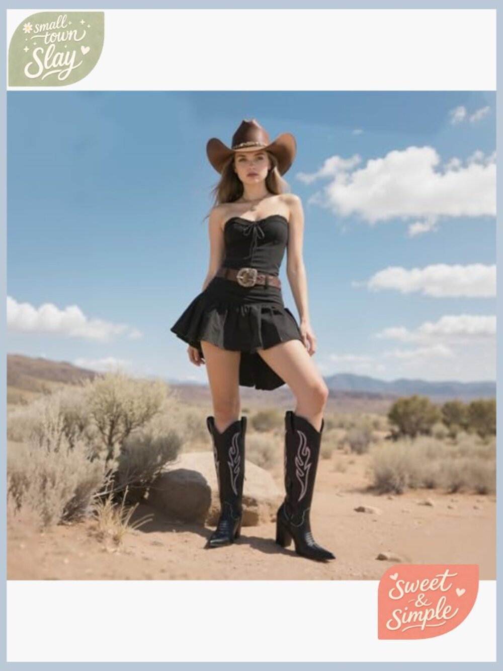 Knee High Cowboy Boots Pointed Toe Chunky Heel Side Zip Western Boots - Picture 4 of 7
